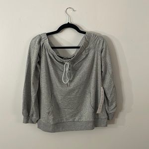NWT Lumiere Off the Shoulder Sweatshirt Top Gray